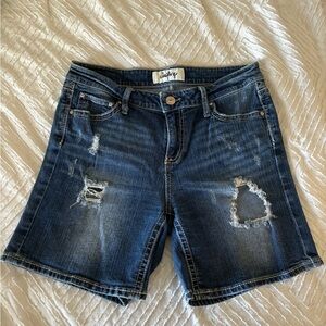 Day trip jean shorts dark wash long inseam